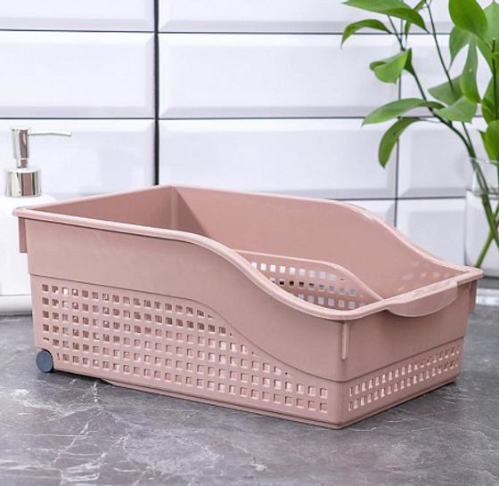 Контейнер Лофт на колесах широкий 305х210х125мм пудра