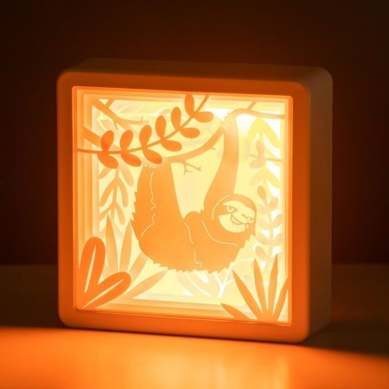 Световая картина-ночник RISALUX «Ленивец», LED-ночник, от батареек 3×АА, USB, 15.5×4.5×15.5 см