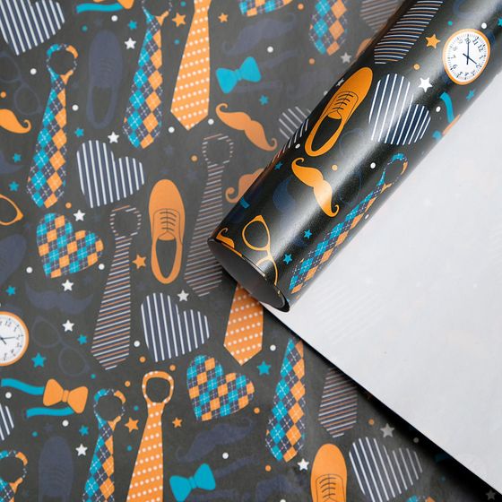 !09 Бумага упаковочная (набор 4 листа) глянцевая "Галстуки", 50 х 70 см.