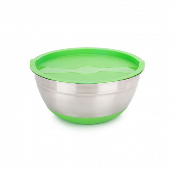 Набор стальных мисок MIX&amp;STORE 3шт, 1.5л2.4л3.7л с крышками, силиконовое дно