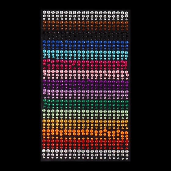 Стразы для декора ногтей, на клеевой основе, 24×13.5 см, d=3/4/5 мм, разноцветные