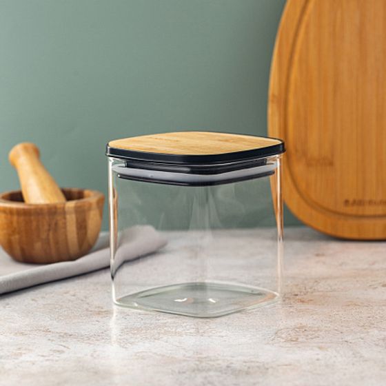 Банка для хранения сыпучих продуктов квадратная BAMBOO 650мл