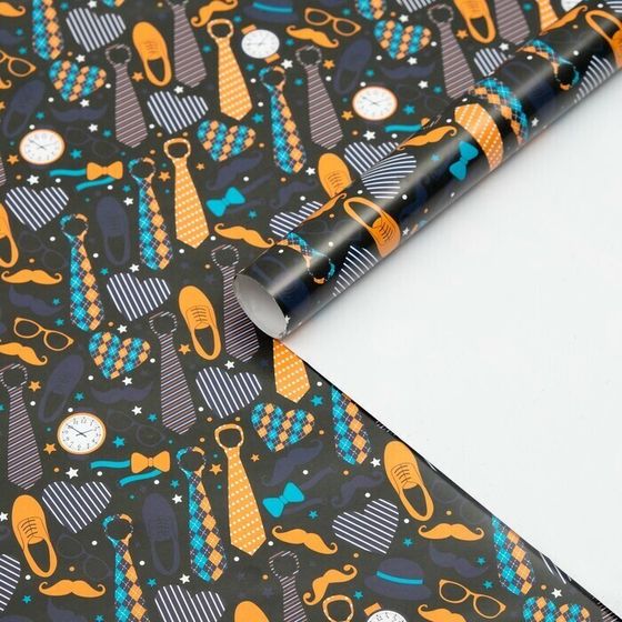 !Бумага упаковочная глянцевая &quot;Галстуки&quot;, 2 листа 50 × 70 см