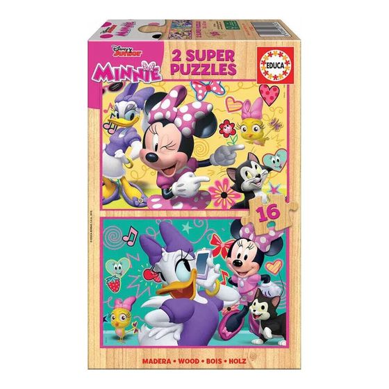 EDUCA BORRAS 2X16 Pieces Minnie Happy Helpers Wooden Puzzle