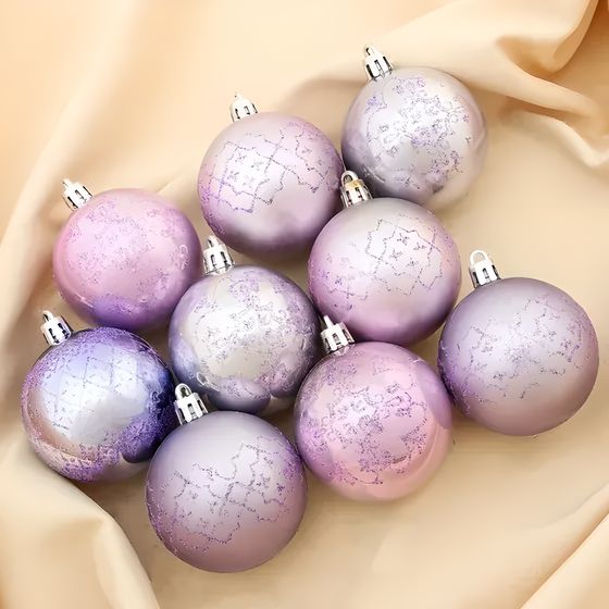 !09 Набор елочных шаров (набор 9 штук) «Перламутровое сияние» d=6 см, цвет сиреневый
