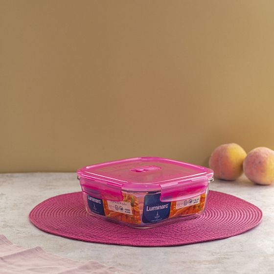 Контейнер ПЮРБОКС АКТИВ НЕОН РОЗОВЫЙ 1220мл квадратный