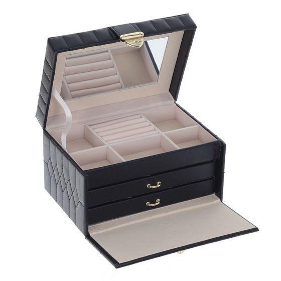 !09 Шкатулка для украшений, черный, под крокодил 22 x 15,5 x 13 см