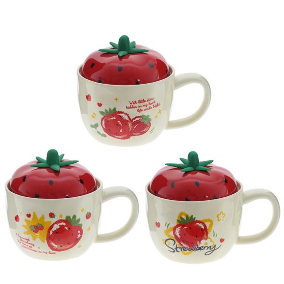 Кружка с крышкой, L10,5 W1,5 H7,8 см, 1 штука, дизайн микс