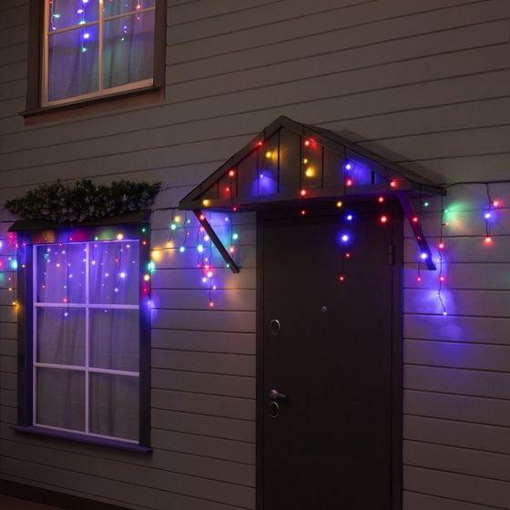 Гирлянда «Бахрома» 12 × 0.7 м, IP44, УМС, тёмная нить, 240 LED, свечение мульти, 220 В