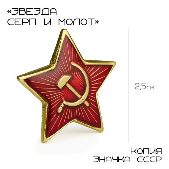 Значок &quot;Звезда Серп и молот&quot; с эмалью, 2.5 см