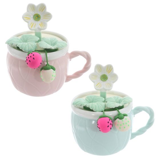 Кружка с крышкой и ложкой, 330 мл, L14 W10 H13 см, 2в.