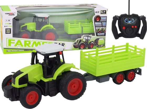 LeanToys Traktor Zdalnie Sterowany RC Z Przyczepą 1:16 Zielony