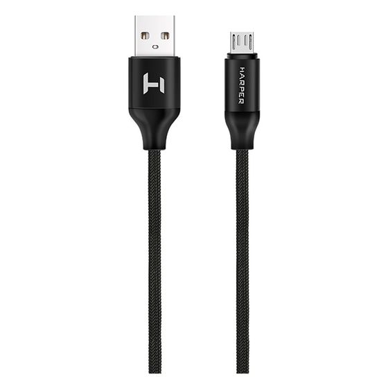 Кабель Harper USB 2.0 A(m) - microUSB(m) 1м нейлон черный (BRCH-310)