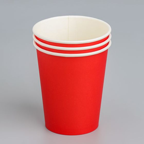 !Стакан бумажный 10 штук "Красный" 250 мл, диаметр 80 мм