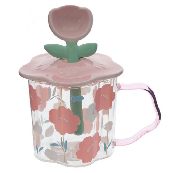 Кружка с крышкой и ложкой, 450 мл, L14 W11 H10,5 см