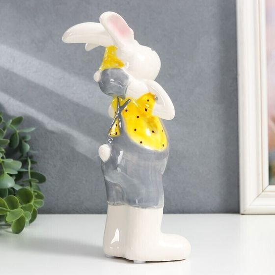 !09 Сувенир керамика &quot;На плечах у папы&quot; жёлтый, 10х9,5х21 см!