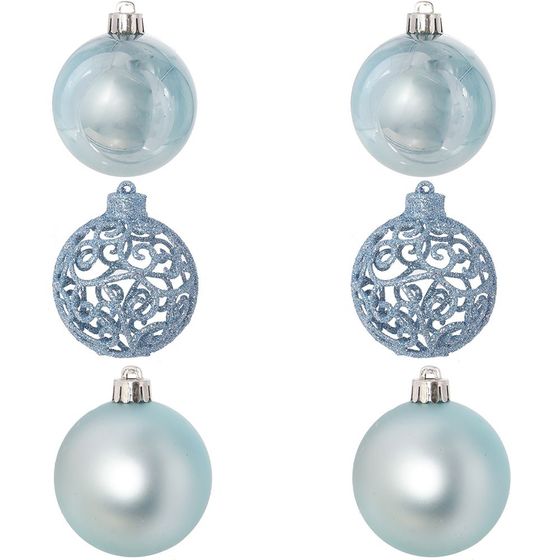 Набор из 6шт Украшение новогоднее Шар "Жемчужная сказка", D 6 см, L11,5 W6 H17 см