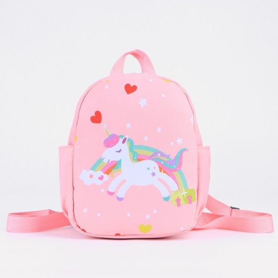 Рюкзак детский, отдел на молнии, 2 боковых кармана, цвет розовый