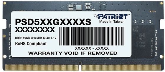 Память SO-DIMM DDR5 16Gb 4800MHz Patriot PSD516G480081S RTL PC5-38400 CL40 260-pin 1.1В dual rank Ret