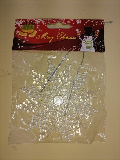 !09 НАБОР 6 ШТУК - НАБОР ЕЛОЧНЫХ УКРАШЕНИЙ &quot;CLASSIC WHITE&quot; - СНЕЖИНКА 10 СМ. ПРОЗРАЧНЫЙ