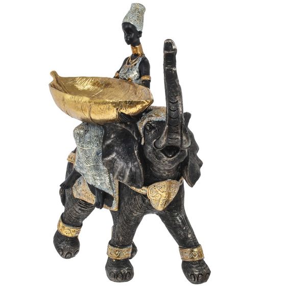 Фигурка декоративная &quot;Африканка на слоне&quot;, Д33 Ш16 В37 см