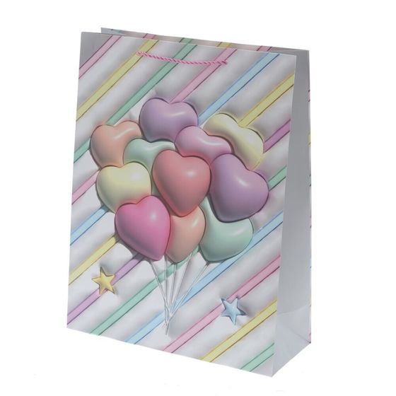 Пакет подарочный (бумага 210г/м2, блок микс 12шт), L31 W12 H40 см, 4в.