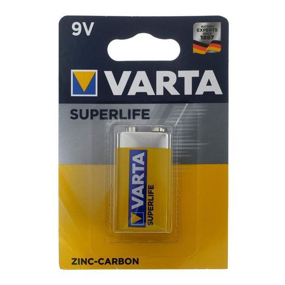 Батарейка солевая Varta SuperLife, 6F22-1BL, 9В, крона, блистер, 1 шт.