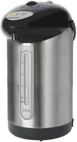 Термопот Maxwell MW-1755 3л 750Вт нержавеющая сталь/черный
