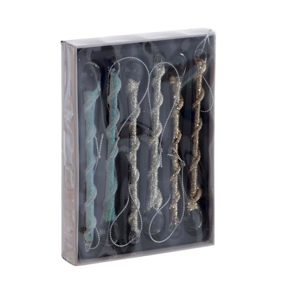 Набор из 6шт Украшение новогоднее "Сосулька", L11,5 W2,5 H16 см