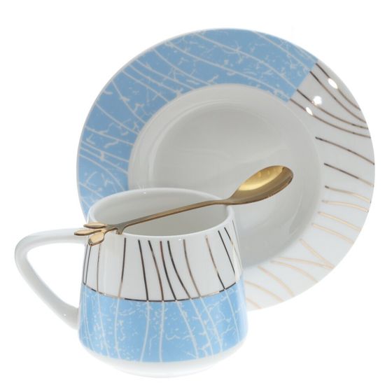 Кружка с блюдцем и ложкой, 200 мл, L15 W15 H8 см, 3в.