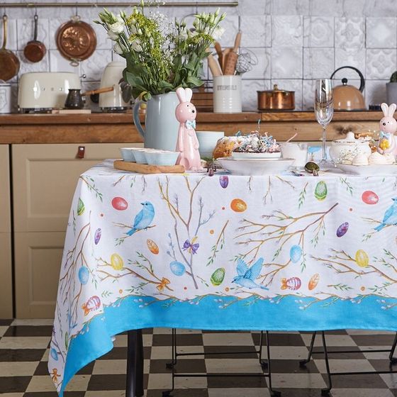 !Скатерть Happy Easter 144х250 см, 100% хлопок, 164 г/м2