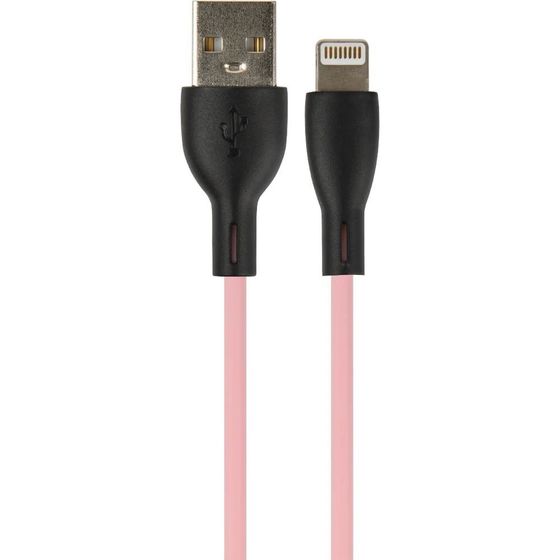 Кабель Perfeo USB A(m) - Lightning(m) SILICON 1м розовый (I4336)