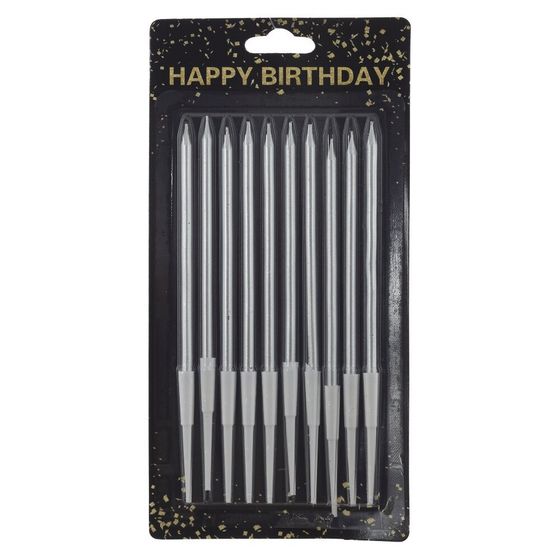 Набор из 10-ти свечей для торта, D 0,5 см,L9 W1 H18,5 см