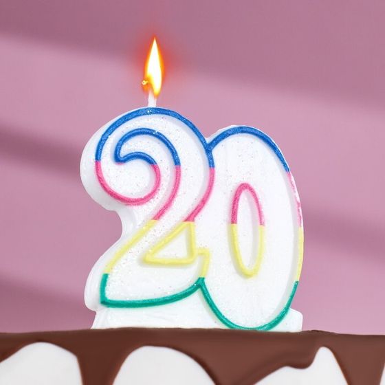 Свеча для торта «Цифра 20», 7.5 см
