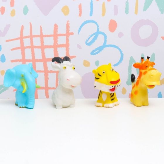Игрушка-пищалка для купания в ванне «Животные» 4 шт., резиновые, 10 см