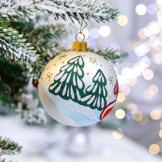 !09 Ёлочная игрушка Шар &quot;Снегурочка&quot;, 80 мм, стекло