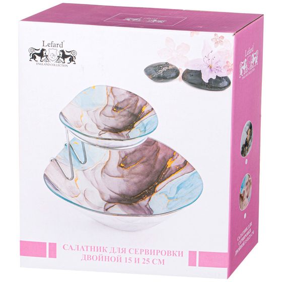 !!09 САЛАТНИК ДЛЯ СЕРВИРОВКИ ДВОЙНОЙ 15*13 И 25*22 СМ H=18 CM КОЛЛЕКЦИЯ "MARBLE"