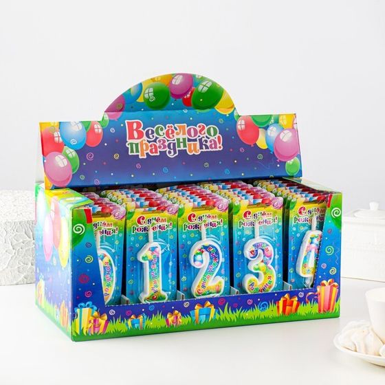 Шоу-бокс со свечами для торта цифры &quot;С Днём Рождения&quot;, 10,2 см, 50 штук