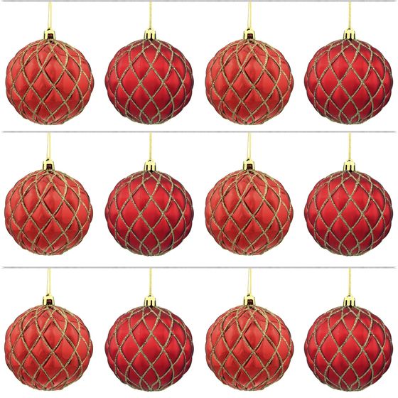 Набор из 12шт Украшение новогоднее Шар "Золотая сетка", D8 см, L35 W27 H8 см