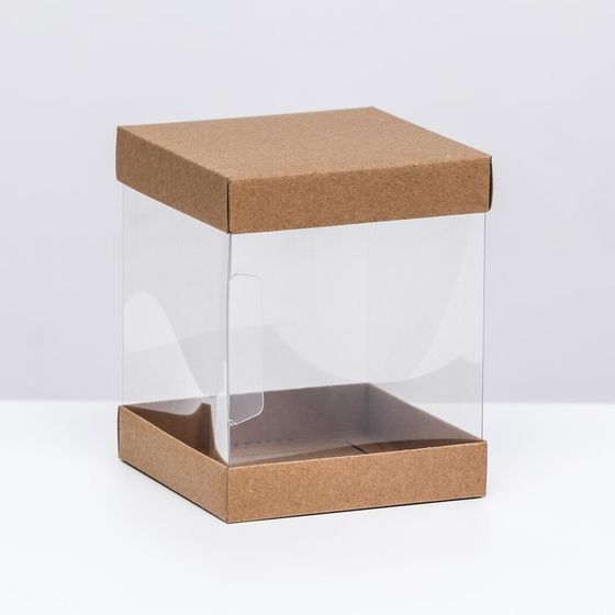 Коробка с PVC Мини 10 X 10 X 12 см &quot;Крафт&quot;