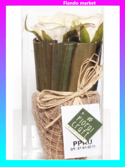 !09 Декоративная композиция "Белые розы" 9x20x9 см.