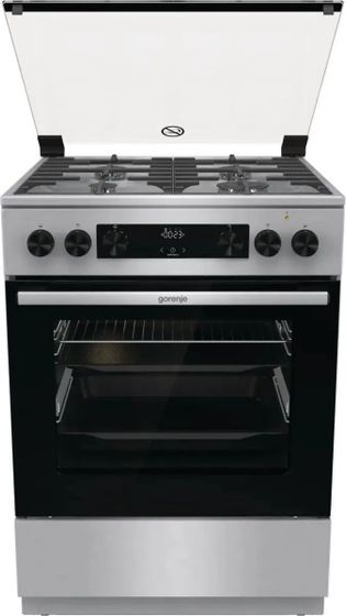 Плита комбинированная Gorenje GKS6C70XF нержавеющая сталь (стеклянная крышка) реш.чугун