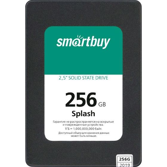 Накопитель SSD SmartBuy Splash  SBSSD-256GT-MX902-25S3, 256Гб, SATA-III, 2,5&quot;, 3D TLC