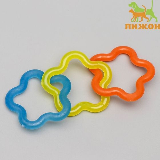 Игрушка жевательная &quot;3 звезды&quot; 16 см, прозрачная, голубая/жёлтая/оранжевая