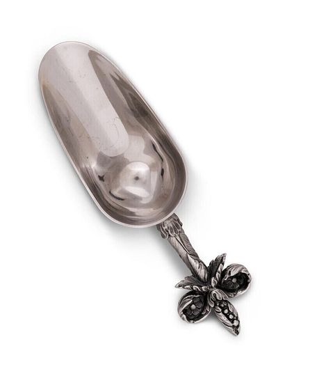 Stainless Steel Ice, Utility Scoop with Solid Pewter &quot;Fleur De Lis&quot; Handle