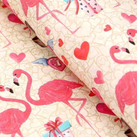 !09 Бумага крафт (набор 5 листов) «Розовый фламинго» 50 × 70 см.