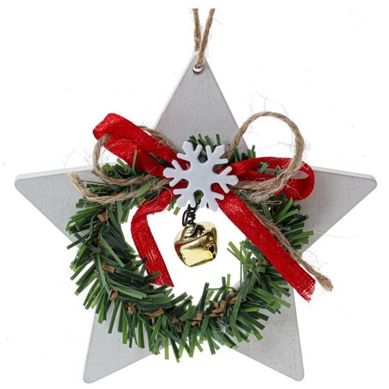 Изделие декоративное подвесное &quot;Сердце/Ёлка/Звезда&quot;, L10,5 W1 H9,5 см, 3в.