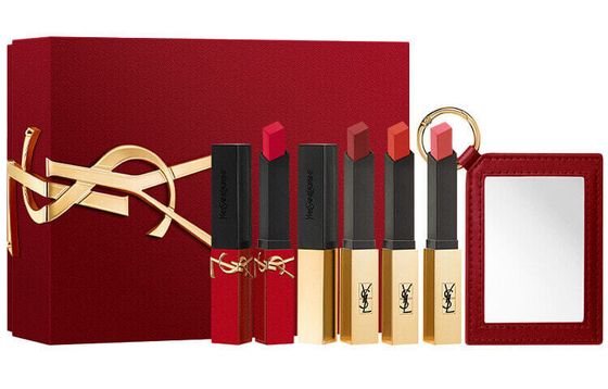 SAINT LAURENT Small Gold Bar Small Black Stripes Thin Lipstick Limited Lip Love All-in-One Box Easy To Color Pack Of 4