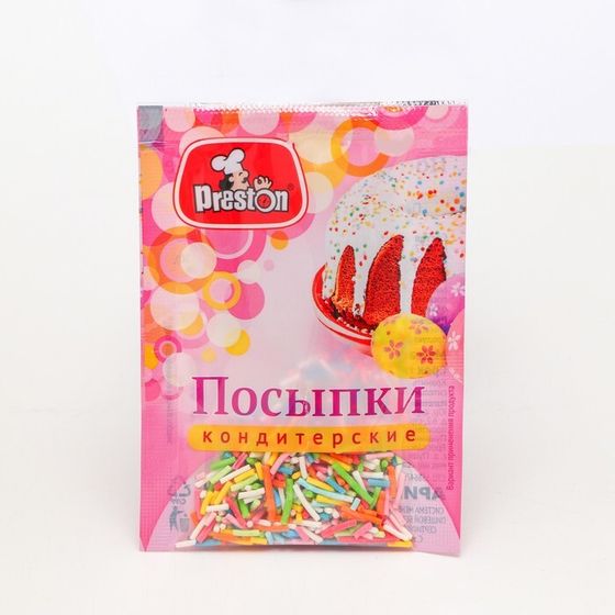 !Посыпки (6 упаковок) кондитерские Preston декоративные «Радуга-вермишель», 7 г
