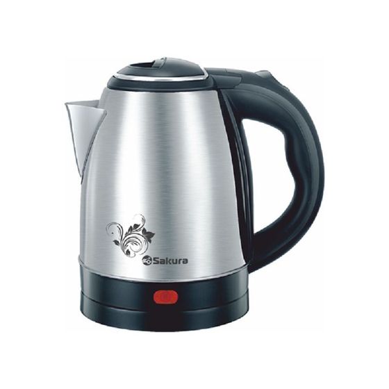 Чайник электрический Sakura SA-2124 1.2л 1800Вт серебряный/черный матовая поверхность